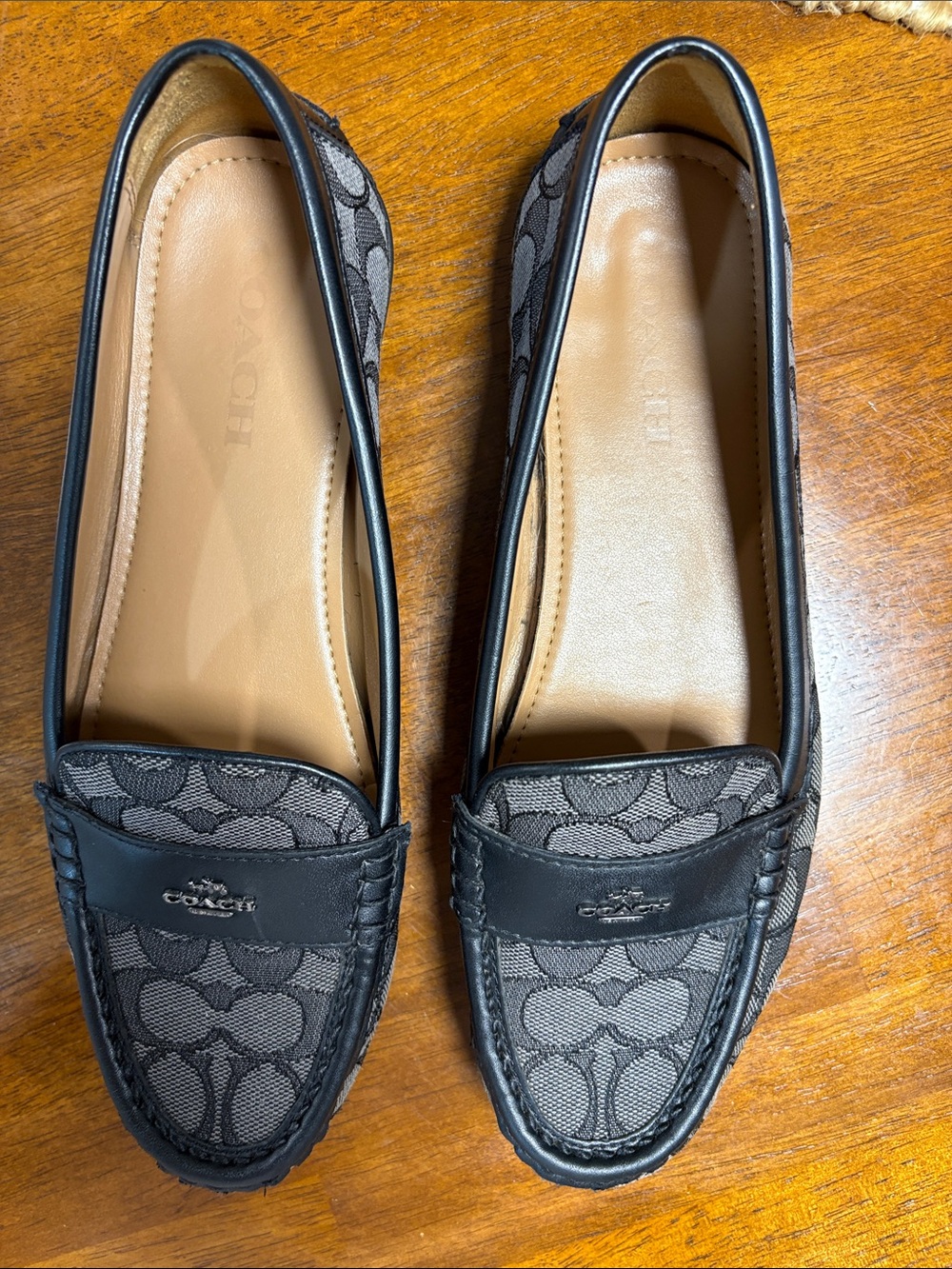 Coach Gray & Black Signature Canvas Penny Loafers - Picture 6 of 7